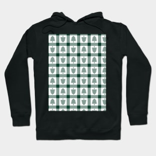 Festive Farmhouse Pine Tree Checkerboard - Emerald Green -  Cozy Winter Collection Hoodie